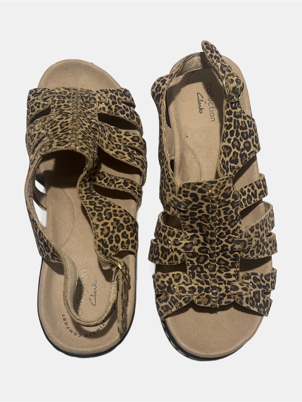 Clarks Sandals Lexi Leopard print Buckle Size 7.5 XW